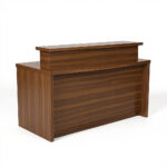 Wood Reception Desk – 72 x 30 x 42 in, Walnut, Modern - Image 3