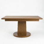 Oak Pedestal Dining Table – 60 x 36 x 30 in, Walnut Finish, Mid-Century - Image 3