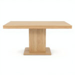 Oak Pedestal Dining Table – 72 x 36 x 30 in, Natural Finish, Modern - Image 3