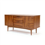 Wood Filing Cabinet Credenza – 60 x 30 x 75 cm, Walnut, Mid-Century - Image 3