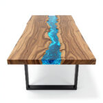 Wood Epoxy River Dining Table – 84 x 42 x 30 in, Walnut Finish, Modern - Image 3