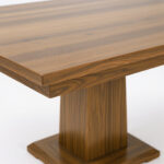 Oak Pedestal Dining Table – 60 x 36 x 30 in, Walnut Finish, Mid-Century - Image 2