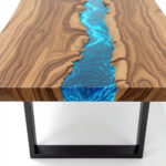 Wood Epoxy River Dining Table – 84 x 42 x 30 in, Walnut Finish, Modern - Image 2