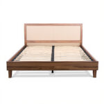 Solid Wood Platform Bed Frame – Tool-Free Assembly, Queen, Walnut