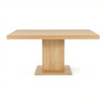 Oak Pedestal Dining Table – 72 x 36 x 30 in, Natural Finish, Modern