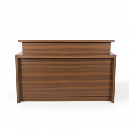 Wood Reception Desk – 72 x 30 x 42 in, Walnut, Modern