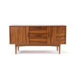 Wood Filing Cabinet Credenza – 60 x 30 x 75 cm, Walnut, Mid-Century