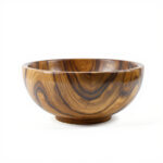 Hand Carved Wooden Bowl – Rustic Finish, 10 Inch, Natural