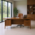 Wood Executive Desk – 72 x 36 x 30 in, Walnut Finish, Contemporary Style - Image 4