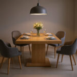 Oak Pedestal Dining Table – 72 x 36 x 30 in, Natural Finish, Modern - Image 4
