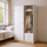 Wood Custom Built In Wardrobe – Adjustable Shelving, 96 Inches, White - Image 4