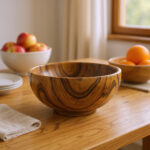 Hand Carved Wooden Bowl – Rustic Finish, 10 Inch, Natural - Image 4