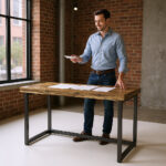 Reclaimed Wood Standing Desk – 48 x 24 x 42 in, Natural Finish, Industrial Style - Image 5