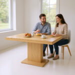 Oak Pedestal Dining Table – 72 x 36 x 30 in, Natural Finish, Modern - Image 5