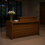 Wood Reception Desk – 72 x 30 x 42 in, Walnut, Modern - Image 5