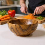 Hand Carved Wooden Bowl – Rustic Finish, 10 Inch, Natural - Image 5