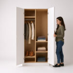 Wood Custom Built In Wardrobe – Adjustable Shelving, 96 Inches, White - Image 5