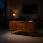 Wood Filing Cabinet Credenza – 60 x 30 x 75 cm, Walnut, Mid-Century - Image 5